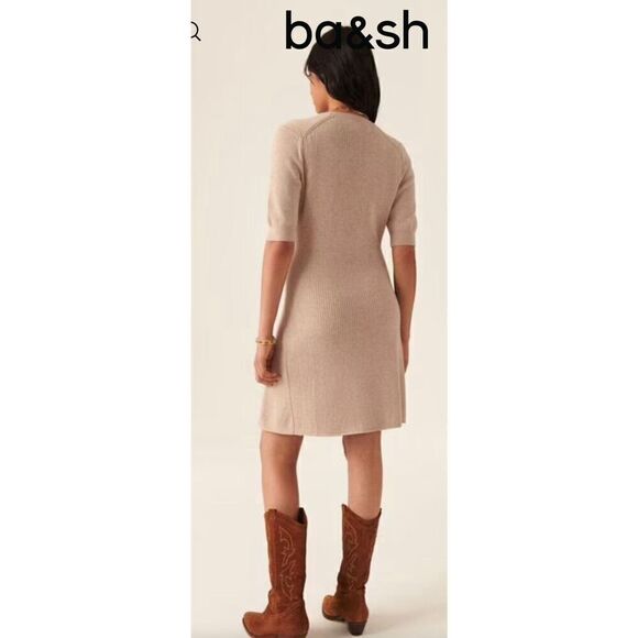 Ba&sh Kai Ribbed Knit Mini Dress in Biege NWT Size Medium - Picture 3 of 14
